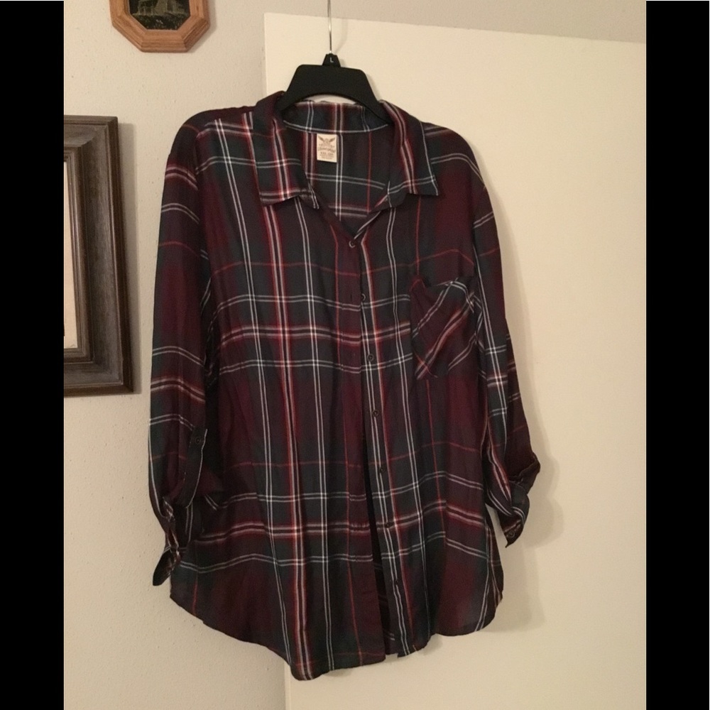 Light weight blouse with flannel pattern